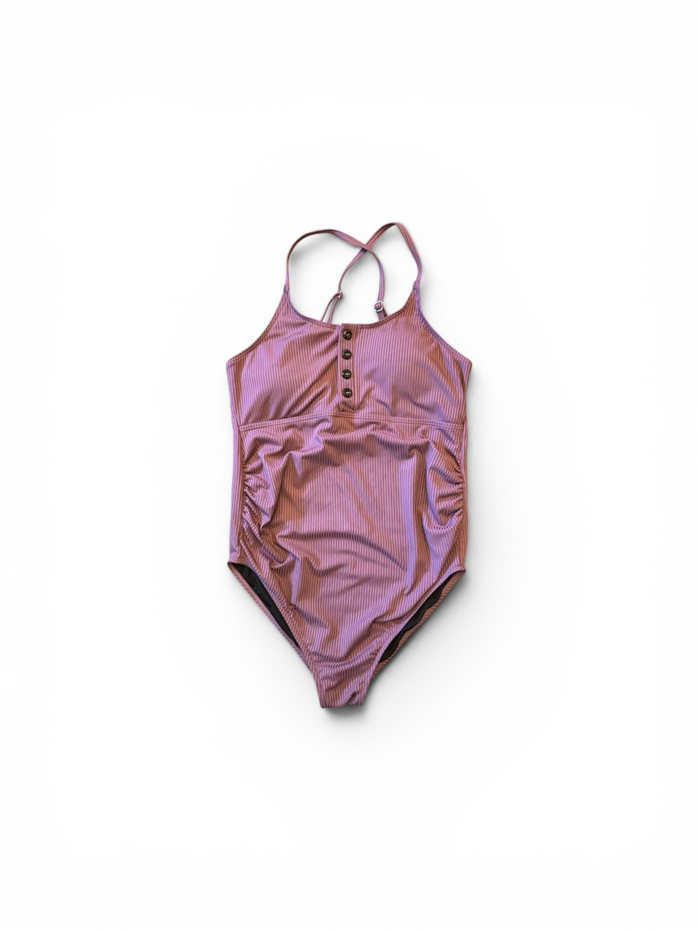 Maternity Mauve One-Piece Swimsuit with Button Front